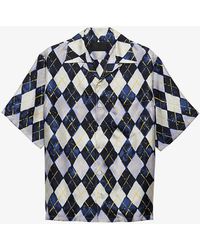 Prada - Argyle-patterned Relaxed-fit Silk-twill Shirt X - Lyst