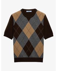 Prada - Argyle Short-Sleeve Cashmere Jumper - Lyst