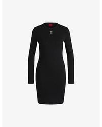HUGO - Brand-Embroidered Slim-Fit Stretch Cotton-Blend Mini Dress - Lyst