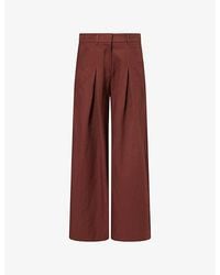 ME+EM - Wide-Leg Pleat Front Linen-Cotton Blend Trousers - Lyst