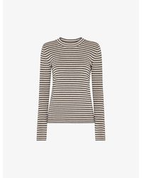 Whistles - Striped Round-neck Cotton-blend Knitted Jumper - Lyst