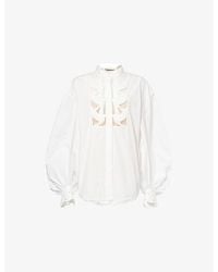 Zimmermann - Luna Appliqué Cotton Blouse - Lyst