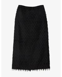 Whistles - Fringed Fitted-Waist Woven Midi Skirt - Lyst