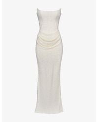 House Of Cb - Dove Bead-Embellished Mesh Bridal Gown - Lyst