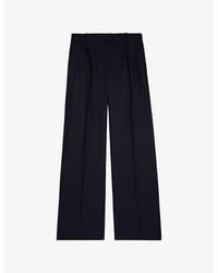 The Kooples - Wide-Leg High-Rise Cotton And Linen Trousers - Lyst