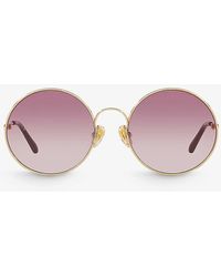 Chloé - Cc0016s Round-frame Metal Sunglasses - Lyst