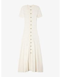 Sandro - Short-Sleeved Button-Up Knitted Maxi Dress - Lyst