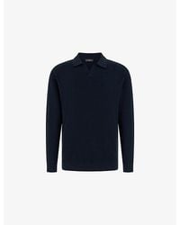 BOGGI - Long-Sleeved Knitted Cotton-Blend Polo Shirt - Lyst