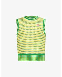 Casablanca - Brand-appliqué Zigzag-knitted Cotton Top - Lyst