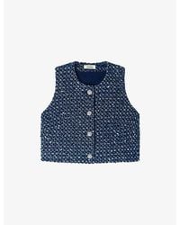 Sandro - Cropped Sequin-Embellished Cotton Top - Lyst