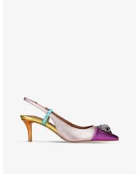 Kurt Geiger - Belgravia Eagle Head-Embellished Sling-Back Leather Heeled Courts - Lyst