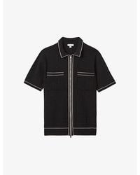 Reiss - Christophe Striped-Trim Stretch-Woven Shirt - Lyst