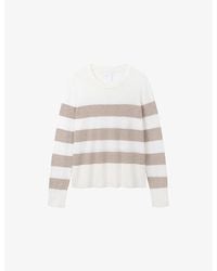 The White Company - Stripe-Print Round-Neck Cotton-Blend Jumper - Lyst