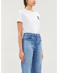 Sandro Embroidered Cotton-jersey T-shirt - White