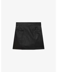 Reiss - Seema Leather Mini Skirt - Lyst