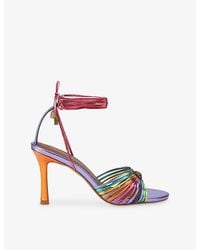 Kurt Geiger - Tie Multi-Strap Heeled Leather Sandals - Lyst