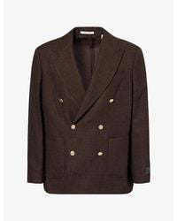 GANT - Club Double-Breasted Textured Wool Blazer - Lyst