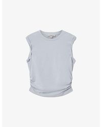 AllSaints - West Ruched Stretch Cotton-Blend Top - Lyst