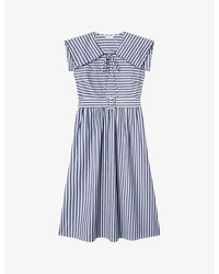 LK Bennett - Mul-vy/cream Beau Stripe Cotton Midi Dress - Lyst
