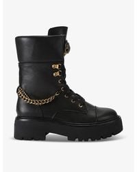 Kurt Geiger - Kensington Eagle-Embellished Leather Combat Boots - Lyst