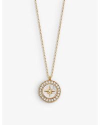 Astley Clarke - Polaris 18Ct-Plated Vermeil Sterling- Sapphire And Mother Of Pearl Locket Necklace - Lyst