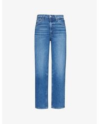 PAIGE - Sarah Mid-wash Straight-leg Mid-rise Organic-cotton Blend Stretch-denim Jeans - Lyst