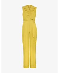 Phase Eight - Taylor Wrap Satin-Twill Jumpsuit - Lyst