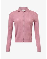 Vince - Pointelle Fine-Knit Wool Cardigan - Lyst