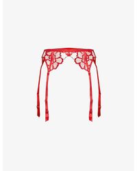 Bluebella - Catalina Floral-embroidered Mesh Suspender - Lyst