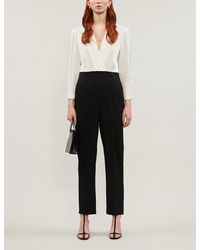 Sandro Two-part Satin And Crepe Jumpsuit - Black