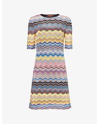 Missoni - Chevron-stripe Round-neck Knitted Mini Dress - Lyst