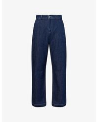 7 For All Mankind - Wide Leg Cotton And Linen Blend Chino Denim Jeans - Lyst