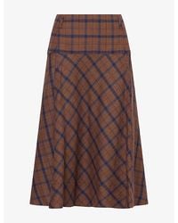 ME+EM - Check Fit And Flare Woven Midi Skirt - Lyst