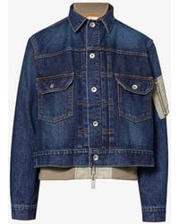 Sacai - Bomber Shell-insert Relaxed-fit Denim Jacket X - Lyst