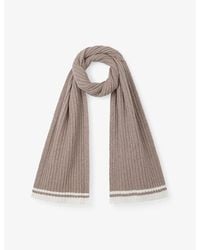 The White Company - Ribbed Stripe-Tip Stretch Cotton-Blend Scarf - Lyst
