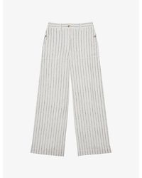 Reiss - Ashby Striped Wide-Leg Linen Trousers - Lyst