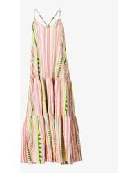 Devotion Womens Pink Zakar Aztec-print Cotton Maxi Dress 1 Size