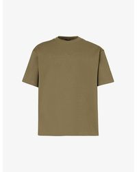 Emporio Armani - Embroidered-logo Dropped-shoulder Cotton-blend T-shirt - Lyst