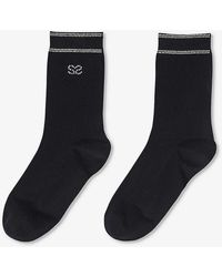 Sandro - Double S Rhinestone-embellished Stretch Cotton-blend Socks - Lyst