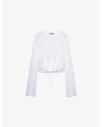 Prada - Drawstring-Hem Cotton T-Shirt - Lyst