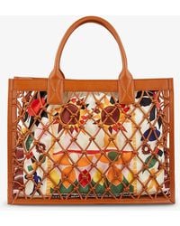 Sandro - Kasbah Graphic-motif Cotton And Leather Tote - Lyst