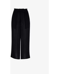 Whistles - Imogen Elasticated-waist Relaxed-fit Wide-leg High-rise Woven Trousers - Lyst