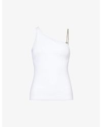Givenchy - Asymmetric-neck Ribbed Stretch-cotton Top - Lyst