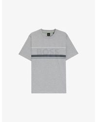 BOSS - Brand-Print Short-Sleeve Cotton T-Shirt - Lyst