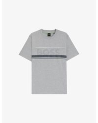 BOSS - Brand-Print Short-Sleeve Cotton T-Shirt - Lyst
