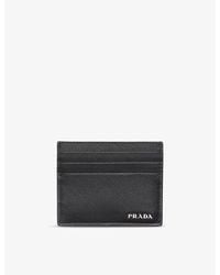 Prada - Logo-plaque Saffiano Leather Card Holder - Lyst