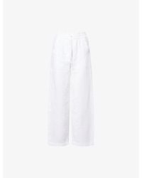 ME+EM - Cheesecloth Wrinkled Straight-Leg Mid-Rise Cotton Trousers - Lyst