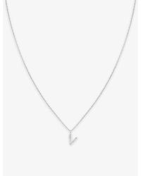 Astrid & Miyu - Initial V-Plated Sterling- And Cubic Zirconia Pendant Necklace - Lyst