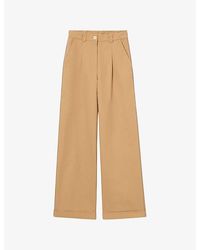 Claudie Pierlot - Straight-Leg Pleated Cotton Trousers - Lyst