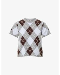 ME+EM - Baby Tee Argyle-Pattern Cashmere Top - Lyst